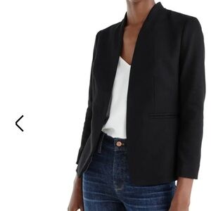 J. Crew wool Collarless Blazer Jacket in Italian Stretch Black Sz 10 Style E4776